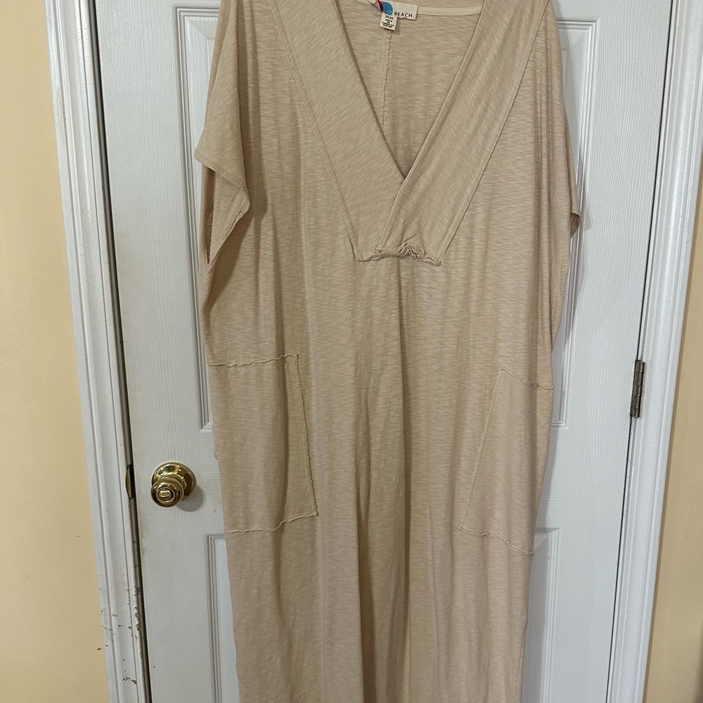 Free People Tan V-Neck Maxi Dress